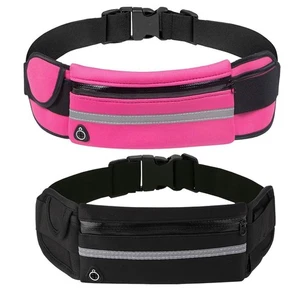 Reflective Running Fanny Pack with pocket & Holder - 2 Pack - Picture 1 of 30