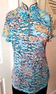 Jamie Sadock Signed Women Blue Purple Orange Black Short Sleeve Golf Shirt Sz S - Picture 1 of 4