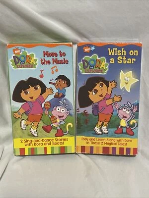 Dora the Explorer: Move To The Music, Wish On A Star 2 VHS Lot Tested Working - Image 1 of 4