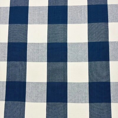 DESIGNER LARGE BUFFALO CHECK SAPPHIRE BLUE WHITE  MULTIUSE FABRIC BY YARD 55"W - Image 1 of 4