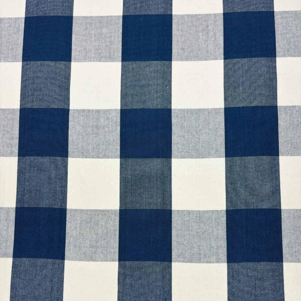 DESIGNER LARGE BUFFALO CHECK SAPPHIRE BLUE WHITE  MULTIUSE FABRIC BY YARD 55"W - Image 1 of 4
