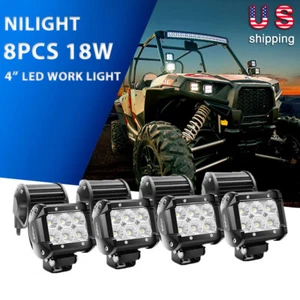 Nilight LED Light Bar 8PCS 4Inch Flood Pods Fog Driving Lights for JEEP OffRoad - Picture 1 of 8