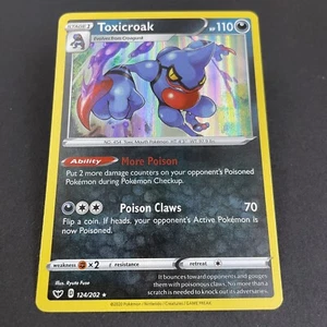 Toxicroak 124/202 Holofoil Near Mint Rare Sword & Shield Base Set Pokemon - Picture 1 of 2