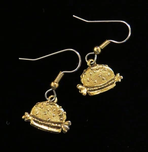 Hamburger Ohrringe 24 Karat Gold Platte Kellnerin Koch Burger Flipper Drücker Koch - Bild 1 von 11