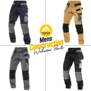 Mens Utility Cordura Cargo Heavy-Duty Work Pants Construction Work Trousers - Picture 1 of 51