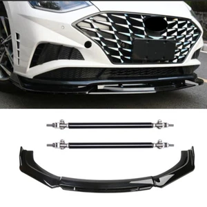 Gloss Black Front Bumper Lip Splitter Spoiler+ Strut Rods FOR Hyundai Veloster - Picture 1 of 12