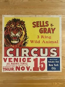 Vendo e Pannello Data Leone Circo Grigio Venezia 15 Nov 28" x 27" Poster Tipo Vintage - Foto 1 di 8