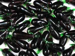 Glass Beads 12pc Eggplants DIY Jewellery Jewelry Necklaces Bracelet  - Picture 1 of 2