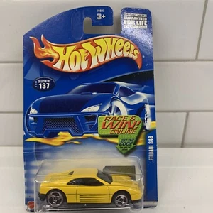 2001 HOT WHEELS FERRARI 348, YELLOW, #137/240, 3 SPOKE CHROME WHEELS - Picture 1 of 7