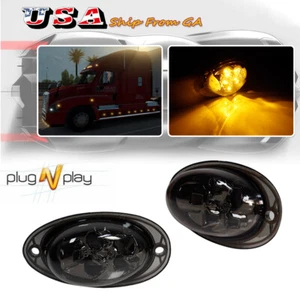2X Smoked Amber LED Cab Side Marker Signal Light For Freightliner Cascadia 08-17 - Picture 1 of 9