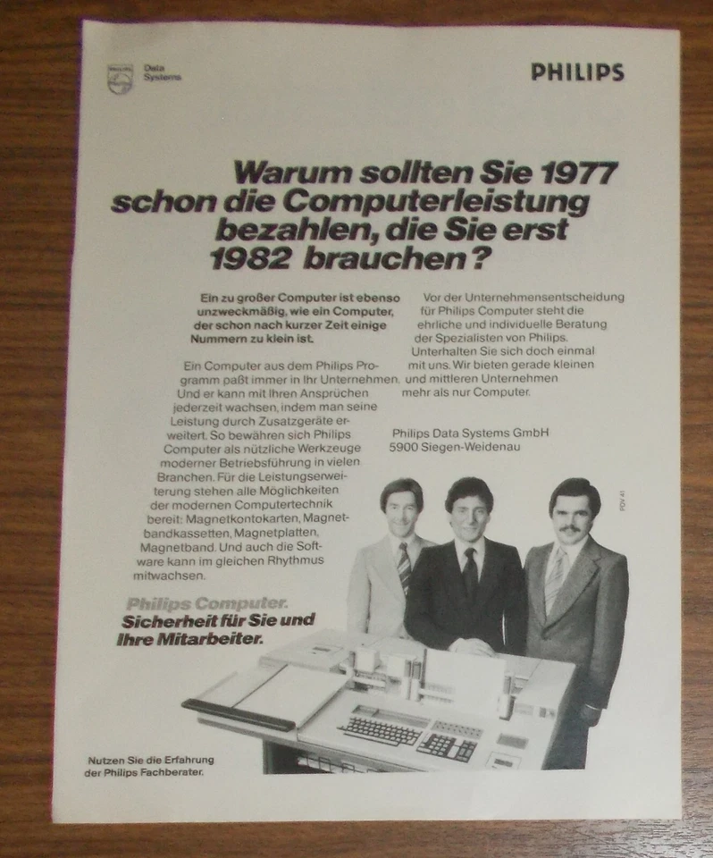 Seltene Werbung PHILIPS P300 Computer - Computerleistung 1977 - Image 1 of 1