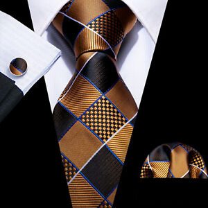 ALL Color Mens Silk Tie and Handkerchief Set Red Gold Necktie Pocket Square Cuff