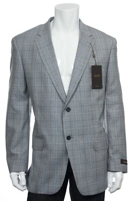 Tasso Elba Mens Medium 100% Wool 2 Button Sport Coat (46 Long, Blue/Gray) $350 - Image 1 of 4
