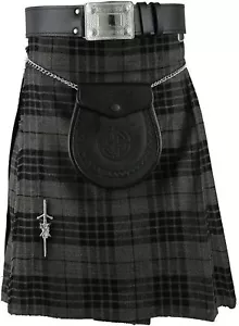 Men's Traditional Highland Kilt Set Scottish Highland Grey Watch Tartan Kilt - Picture 1 of 5