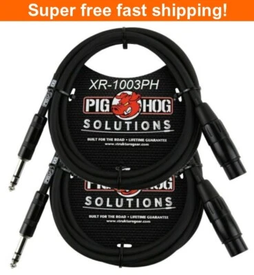 2 Pack Pig Hog PX-TMXF3 Solutions TRS(M)-XLR(F) Balanced Cable 3Ft - New - Image 1 of 4