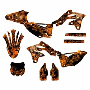 Kit de gráficos KX 250F para 2013 2014 2015 2016 Kawasaki #9500N Flaming Zombie - Imagen 1 de 2