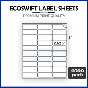 120000 2,625x1 EcoSwift Laser Adresse Versand Klebeetiketten 30/Blatt 1 x2 5/8 - Bild 1 von 5