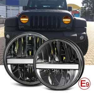 2x 7" LED Headlights Halo Ring Angel Eyes Hi/Lo Beam DRL For Jeep Wrangler JK TJ - Picture 1 of 14