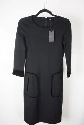 Vestido Giorgio Armani Negro Terciopelo Contorno Mezcla Seda Talla 6 EE. UU. 42 UE NUEVO Foto 1 de 4