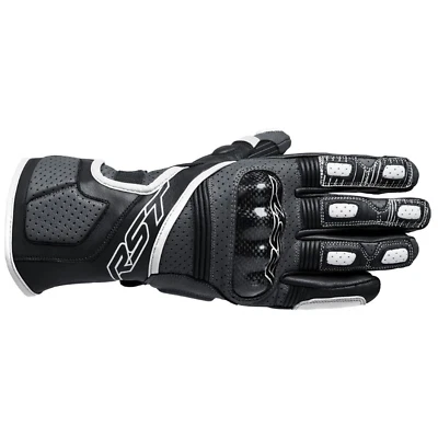 RST Fulcrum Leather Motorcycle Gloves - Grey/White/Black