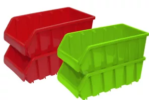 New Basicwise Plastic Storage Stacking Bins - Picture 1 of 16