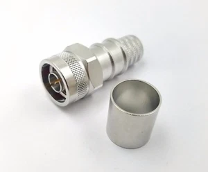 2pcs RF Connector N Male Crimp Knurled-Hex Shell Solderless LMR600 Tri-metal - Picture 1 of 6
