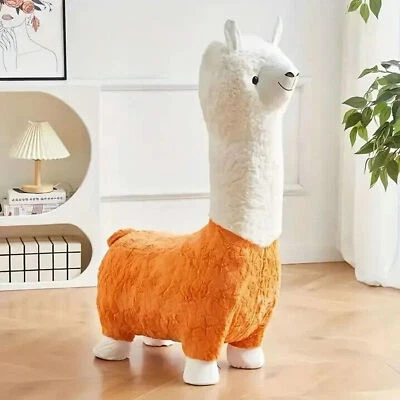 Alpaca Sitting Stool Cartoon Animal Changing Shoes Stool Plush Cover Footstool - Image 1 of 4