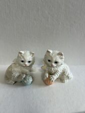 Vintage HOMCO White Persian Kittens Playing With Balls Of Yarn  #1410  Retired