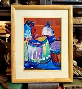 John Nieto Native Drummers Indian Dancers Gerahmtes Poster Impressionen Lithographie - Bild 1 von 4