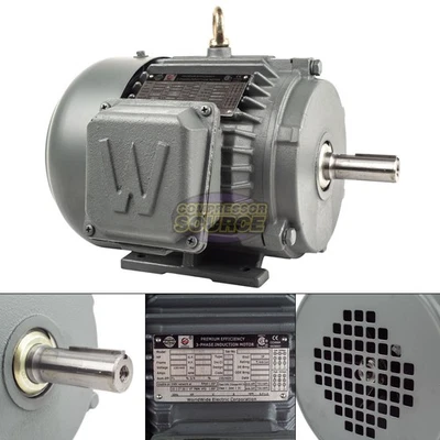 1 HP 3 Phase Electric Motor 1800 RPM 143T Frame TEFC 230/460V Premium Efficiency - Image 1 of 4