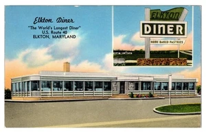 MARYLAND - ELKTON ROADSIDE DINER - SPLIT VIEW VINTAGE POSTCARD - Picture 1 of 2