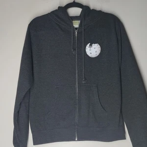 WIKIPEDIA Hoodie Sweatshirt grau Full-Zip Independent Trading Co Damen Large - Bild 1 von 6