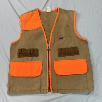 VTG Walls Hunting Shooting Vest Mens Large Canvas Beige Blaze Orange Fowl Bird - Image 1 of 4