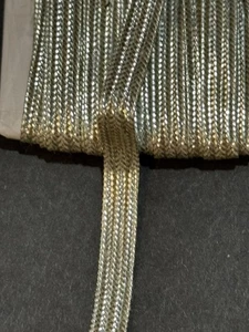 Vintage Silver 1/4" Metallic Flat Braid Ribbon Trim 4 Yards - Picture 1 of 2