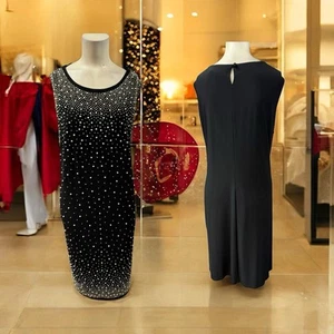 Chetta B, Woman, Cocktail Dress, Black, Sz 18W, Fancy Rhinestones, Sleeveless.! - Picture 1 of 11