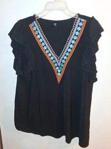Blusa nera shein manica corta scollo a V taglia 2XL - Foto 1 di 3
