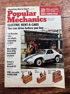 Vintage Popular Mechanics Magazine September 1972 ~ Piano Bar ~ Electric Cars - Picture 1 of 11