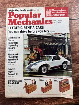 Vintage Popular Mechanics Magazine September 1972 ~ Piano Bar ~ Electric Cars - Image 1 of 4