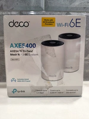 New Sealed - 2 Pack - TP-Link Deco XE75 AXE5400 Tri Band Mesh Wi-Fi 6E System - Image 1 of 4