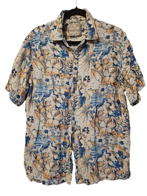 Camisa Hawaiana Margaritaville Para Hombre Grande-75% Seda/25% Lino-Cómoda Foto 1 de 4