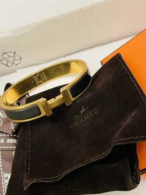 Brazalete Brazalete Hermes Clic HH Noir Mat - Esmalte Negro Tono Dorado Ref. Talla T5 Foto 1 de 4