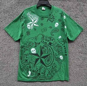 Camisa Y2K Para Hombre Grande Tribal Manga Corta Años 2000 Punk Patinador Calavera Cachemira AOP - Imagen 1 de 7