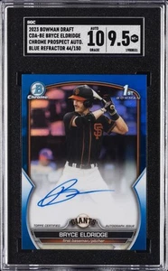 2023 BOWMAN DRAFT CHROME PRSPCT AUTOS BLUE REFRACTOR BRYCE ELDRIDGE SGC 9.5 - Picture 1 of 2