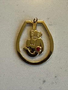 Judith Leiber gold tone monkey money clip book mark w red cabachon stone - Picture 1 of 4