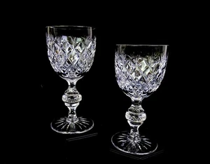 Kusak Brilliant Cut Crystal Cherry Diamond And Fan 2pc 6 1/4" Claret Wines 1975- - Picture 1 of 9