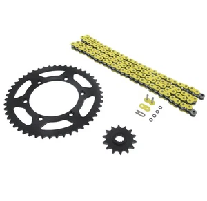 Kawasaki KLX400 KLX 400 2003 anillo tórico amarillo cadena y piñón negro 14/49 114 L - Imagen 1 de 4