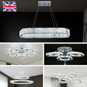 Modern Crystal Chandeliers LED Ceiling Light Pendant Light Kitchen Living Room - Picture 1 of 89