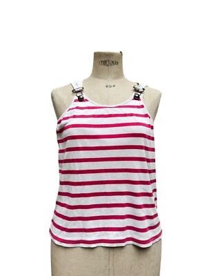 Jean Paul Gaultier 复古红色白色条纹背心背带裤 尺寸 16A 适合  — 第 1/4 张图片