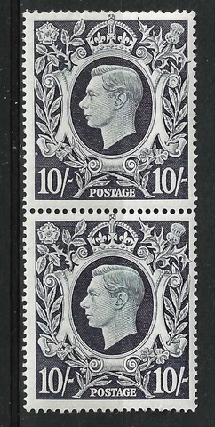 GB 1939 KGVI SG478 10/- Dark Blue SG478a Pair, MLH+MNH Cover