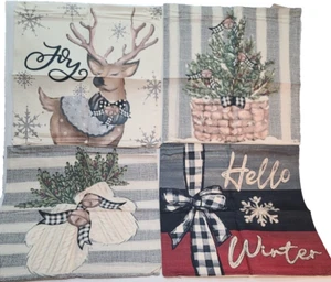 Avoin Rustic Christmas/Hello Winter/Mittens & Tree Pillow Covers 18x18in - Picture 1 of 17
